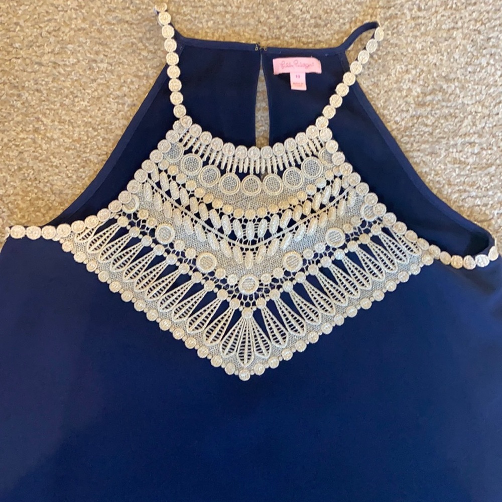 Navy and gold lace Lilly Pulitzer dress